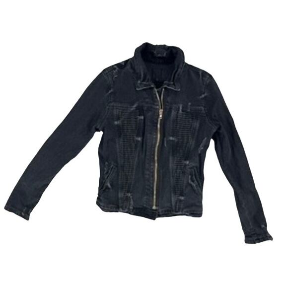 RtA Jacket Black Distressed Denim Moto Size Large - Picture 2 of 7